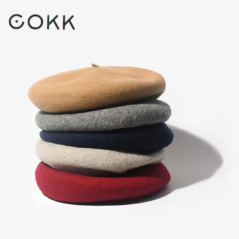 Top Trends: COKK Wool Beret Female Winter Hats For Women Flat Cap Knitted Hats Lady Girl Berets Hat Female Boina Bonnet Painter Hat Cap Hot Shoppable Styles