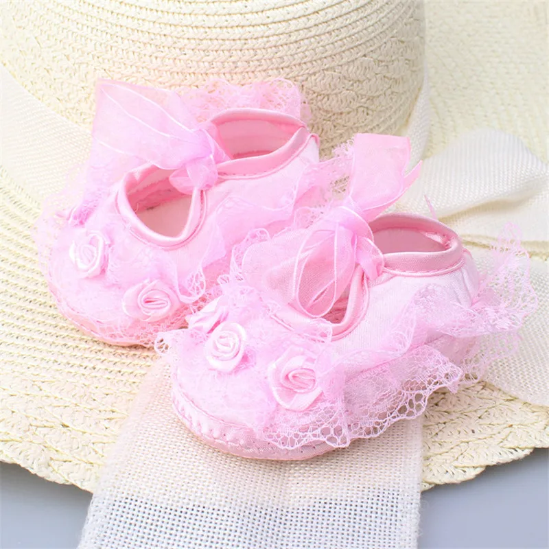 Top Trends: Baby Girl Shoes First Walkers Lace Floral Newborn Baby Shoes Princess Infant Toddler Baby Shoes For Girls Party Shoppable Styles - Image 2