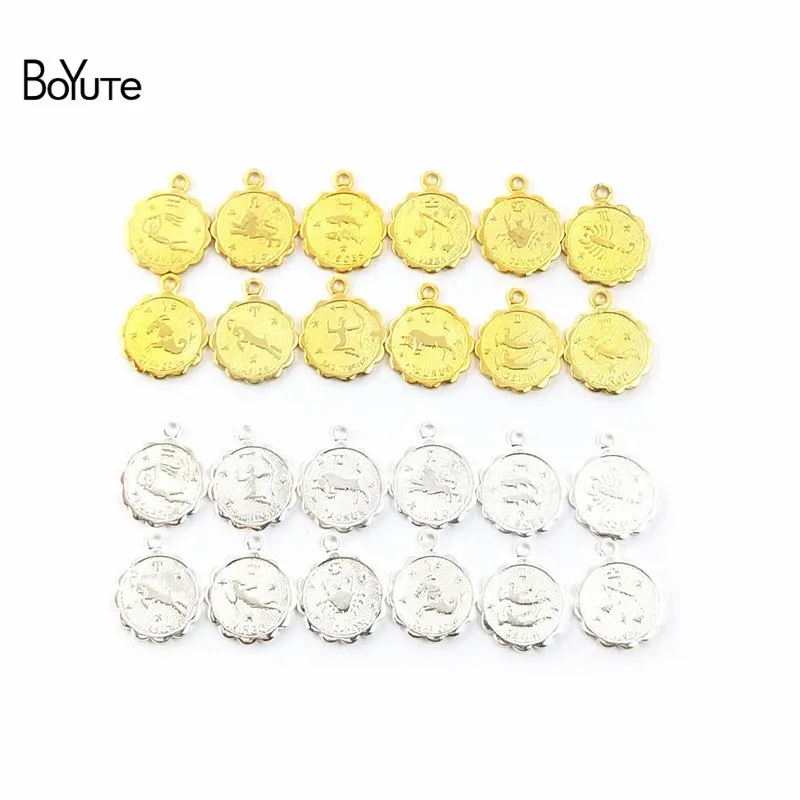 Top Trends: BoYuTe (12 Pieces / Set) Metal Brass 12MM Mix Zodiac Charms For Jewelry Making DIY Hand Made Jewelry Accessories Parts Shoppable Styles