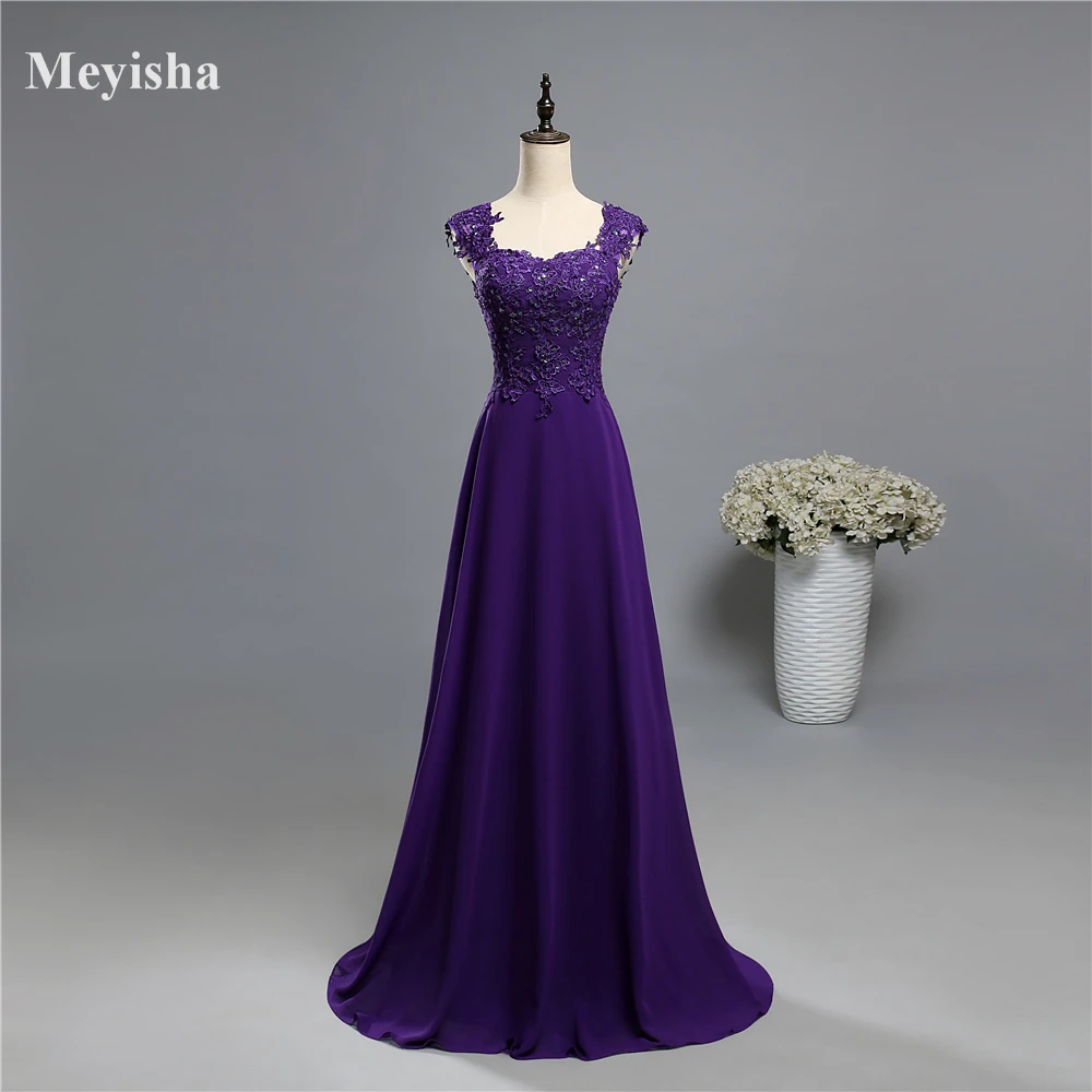 Top Trends: ZJ5121 2023 Lace Two Shoulder Royal Purple Chiffon Lace Long Party Colored Beads Mother Of The Bride Dresses Formal Plus Size Shoppable Styles