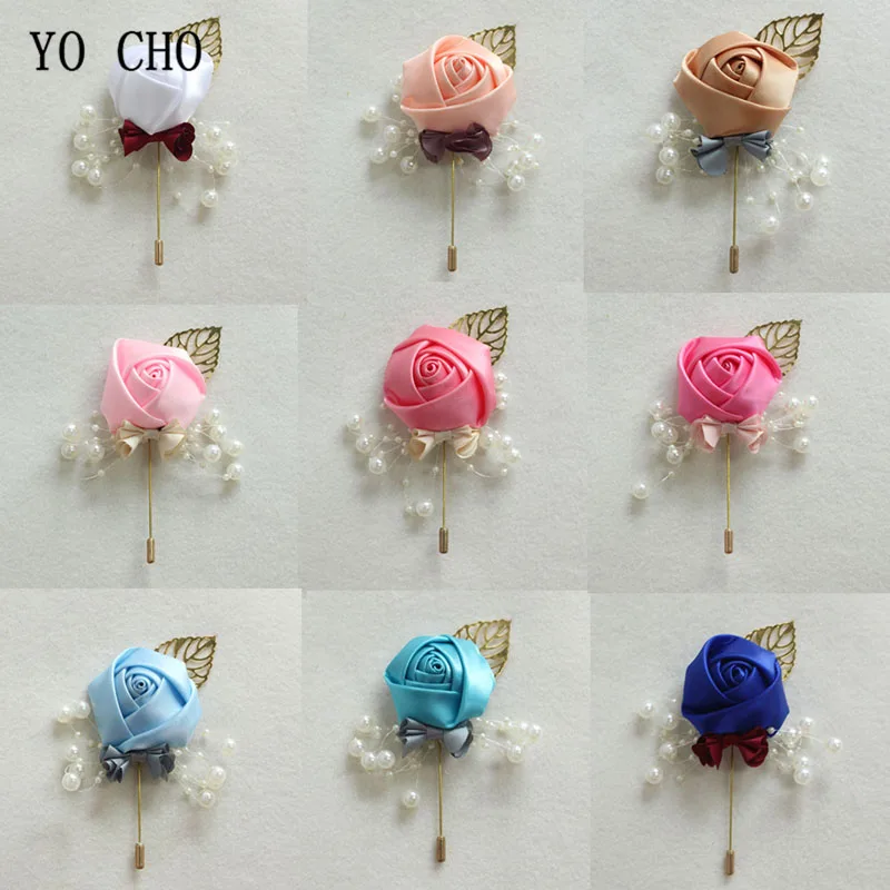 Top Trends: YO CHO Luxury Boutonniere For Men Handmade Groomsmen Corsage Fashion Silk Rose Flower Wedding Supplies Festival Prom Party Decor Shoppable Styles