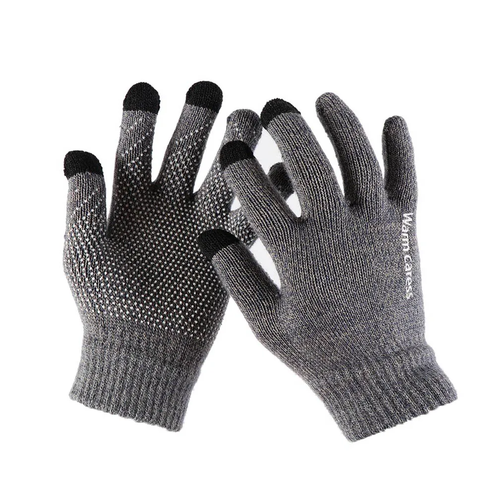 Top Trends: 1Pair Men Thicken Knitted Gloves For Phone Screen Male Winter Autumn Warm Wool Cashmere Solid Gloves Men Mitten Business Gloves Shoppable Styles