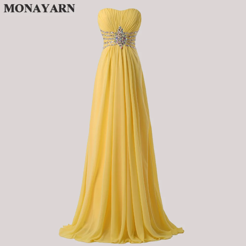 Top Trends: Women Fashion Strapless Chiffon Formal Party Dress Long Bridesmaid Dresses 2018 Hot Yellow Floor Length Prom Gowns Shoppable Styles