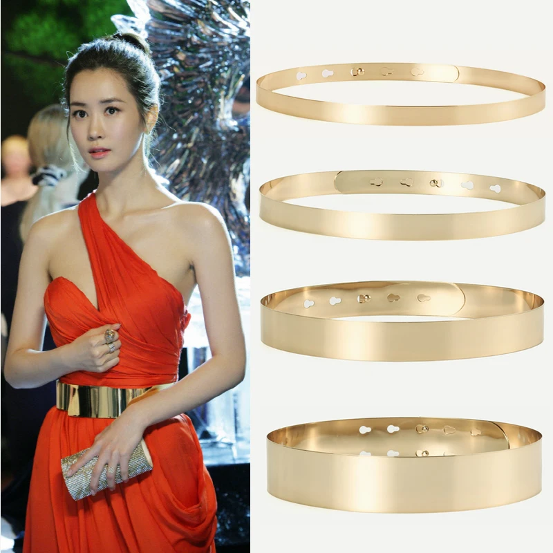 Top Trends: Womens Full Metal Mirror Gold Silver Plate Waist Belt Fashion Lady Female Skinny Belt Adjustable Waist Strap Belt For Dress Shoppable Styles