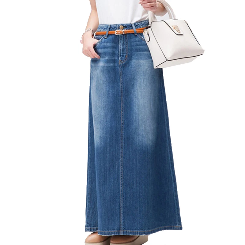 Top Trends: TIYIHAILEY Fashion Long Casual Denim Skirt Spring A-line Plus Size S-2XL Long Maxi Skirts For Women Jeans Skirts Shoppable Styles