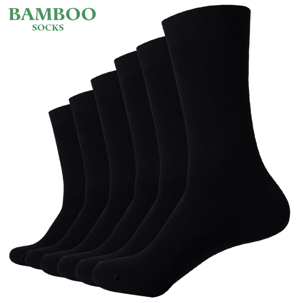 Top Trends: Match-Up Men Bamboo Black Socks Breathable Anti-Bacterial High Quality Guarantee Business Socks (6 Pairs / Lot) Shoppable Styles