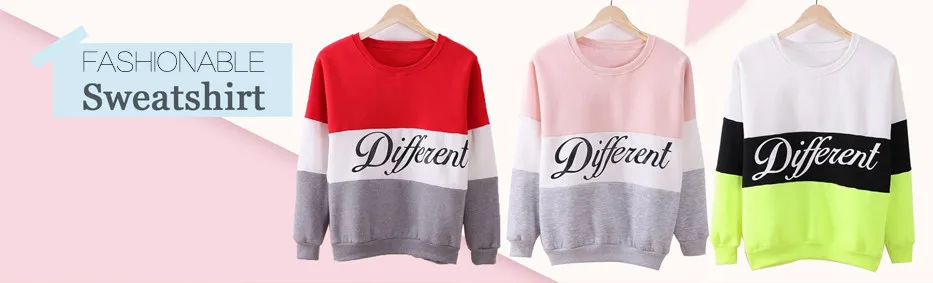 kolm erinevat värvi pusat kirjaga 'Different', punane, roosa ja valge