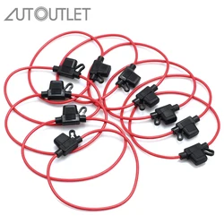 AUTOUTLET 10 Pcs ATM/ATC 14 AWG  Oxygen Free Copper Mini Blade Fuse Holder