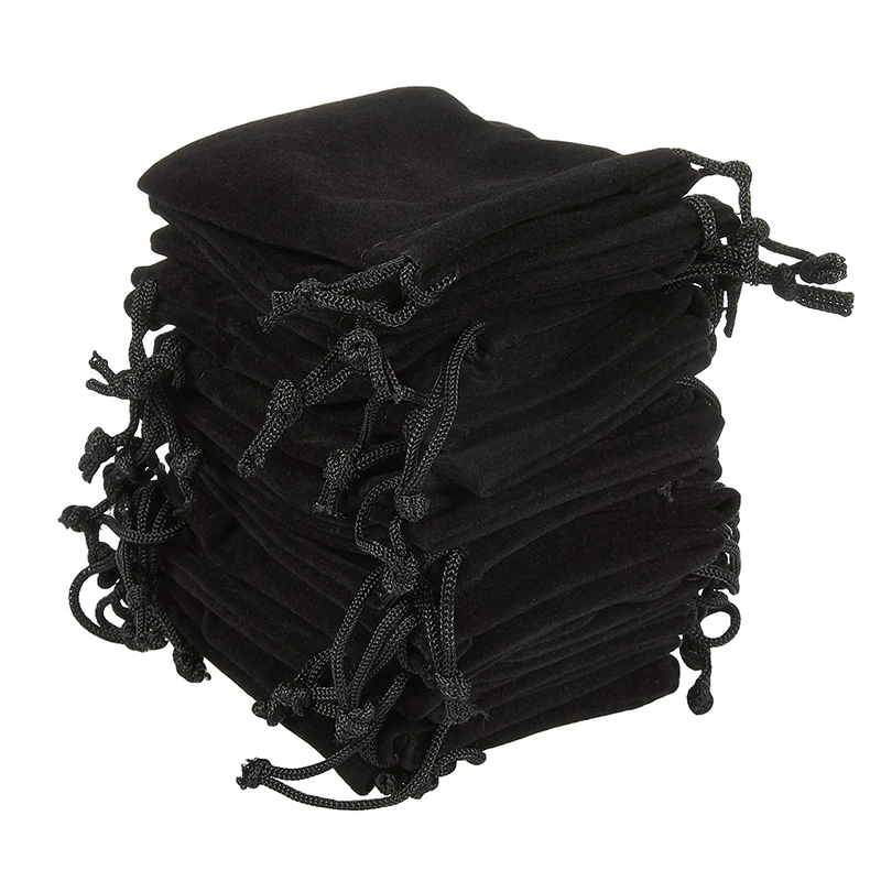 Top Trends: Soft Velvet Pouches Drawstrings For Jewelry Gift Packaging Pack Of 100 Pouch Bags For Party Wedding Supplies Black Shoppable Styles