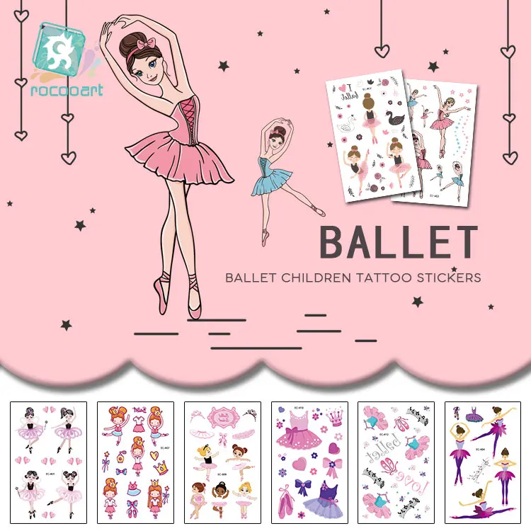 Top Trends: Rocooart Ballet Girls Tattoo For Kids Birthday Gift Cute Cartoon Fake Taty Children Body Art Waterproof Temporary Tattoo Sticker Shoppable Styles