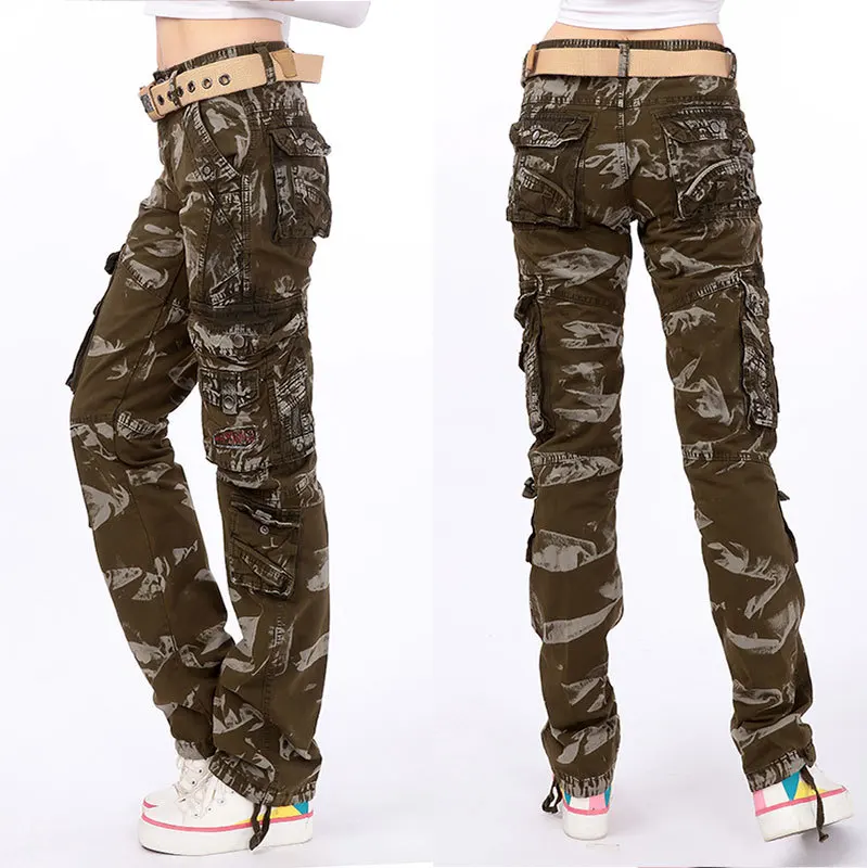 Top Trends: Loose Cotton Army Military Style Multi Pocket Trouser Cargo Pants Women Camouflage Blue Black Red Burgundy Shoppable Styles - Image 2