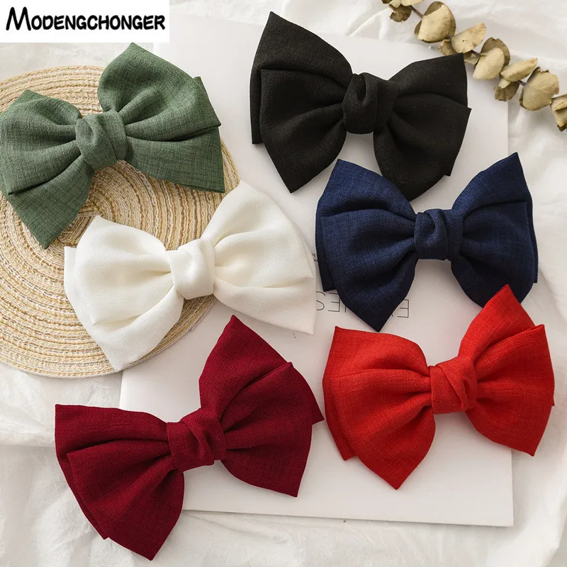 Top Trends: Vintage Linen Barrettes 2 Level Big Large Bow Hair Clip Korean Spring Ponytail Clip Hairgrips For Women Fashion Hair Accessories Shoppable Styles