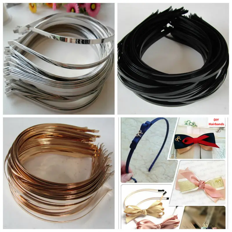 Top Trends: 50Pcs / Lot 3mm 5mm 7mm 10mm Silver Gold Black Metal Hairband Decorative Headband For Girls Wholesale DIY Craft Hair Hoop Headwear Shoppable Styles