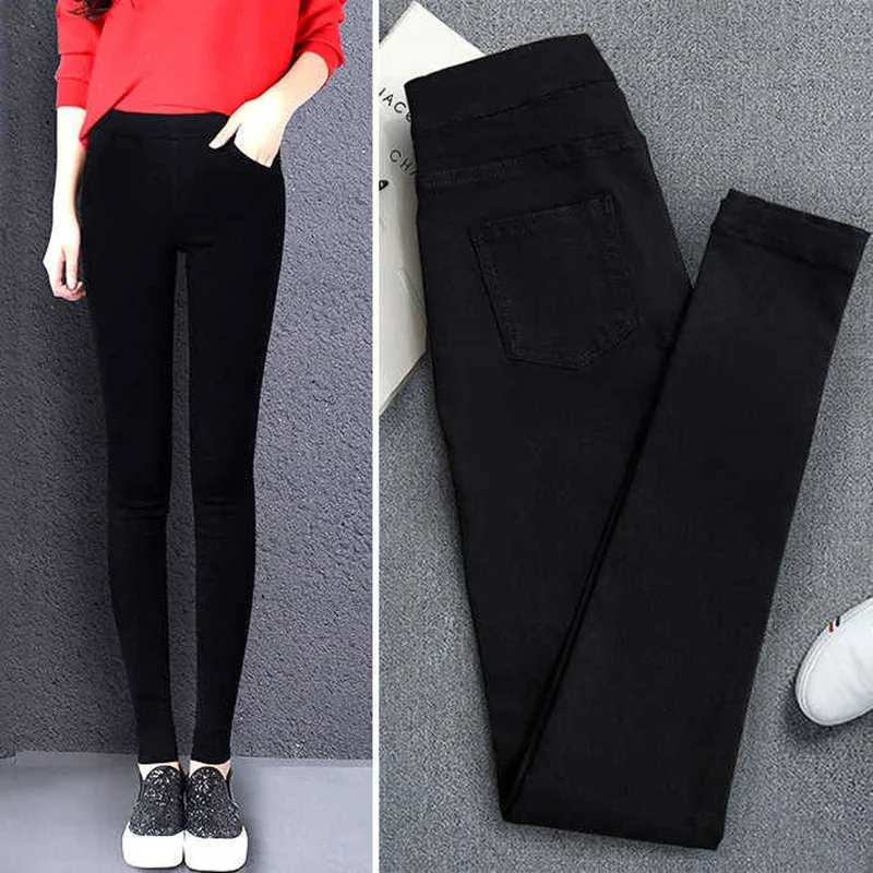 Top Trends: New High Elastic Skinny Pencil Jeans Stretch Black Jeans Spring Vintage High Waist Autumn Denim Spring Pants Jeans Shoppable Styles