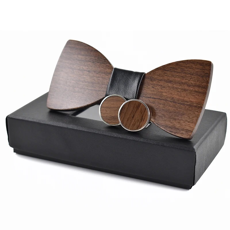 Top Trends: Fashion Wedding Wood Bow Tie Cufflinks Set Mens Suit Papillon Corbatas Tie Gravata Pajaritas Hombre Noeud Papillon Enfant Shoppable Styles - Image 3