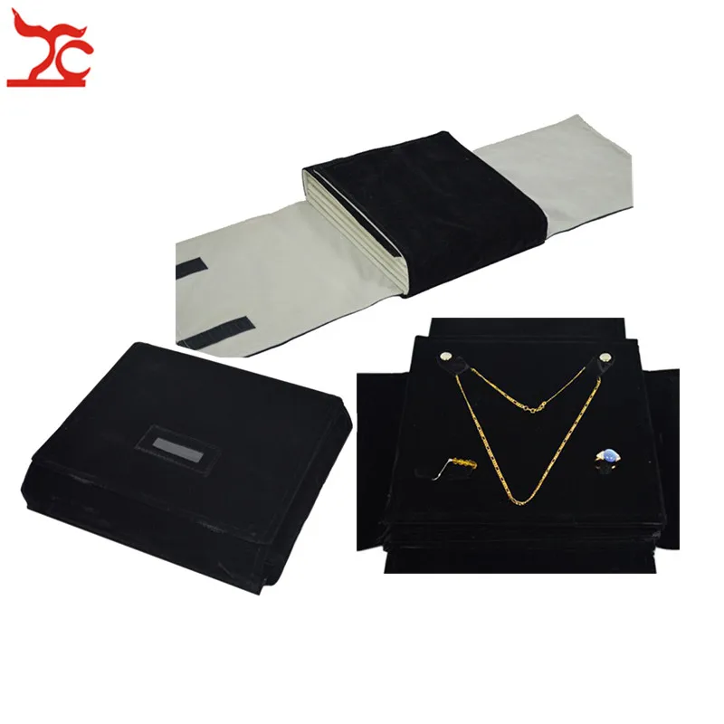 Top Trends: Portable 5 Layer Velvet Jewelry Display Storage Pouch Black Pendant Necklace Earrings Ring Holder Travel Roll Bag Pearl Folder Shoppable Styles