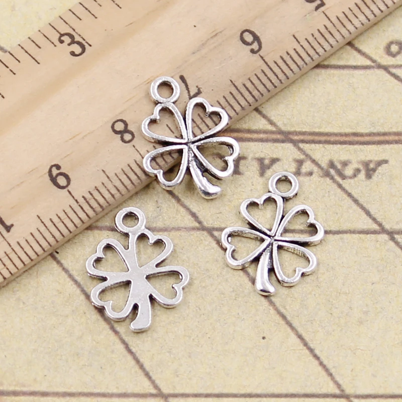 Top Trends: 30pcs Charms Lucky Irish Four Leaf Clover 17x14mm Tibetan Bronze Silver Color Pendants Antique Jewelry Making DIY Handmade Craft Shoppable Styles