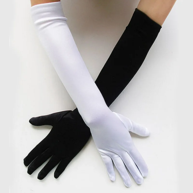 Top Trends: White Black Long Gloves Halloween Cosplay Costumes Accessory Polyester 52CM Demon Ghost Death Devil Cos Handwear Unisex Gloves Shoppable Styles