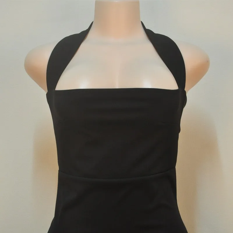 Black White Khaki Sleeveless Knee-Length Cotton Bodycon Bandage Dress ...