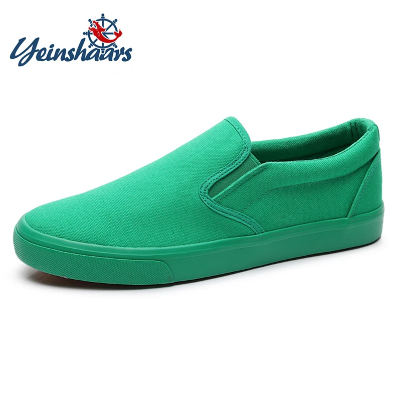 Top Trends: YEINSHAARS New Canvas Driving Shoes Men Green Black Yellow White Vulcanized Lazy Canvas Shoes Mens Designer Sneakers Fashion Men Shoppable Styles