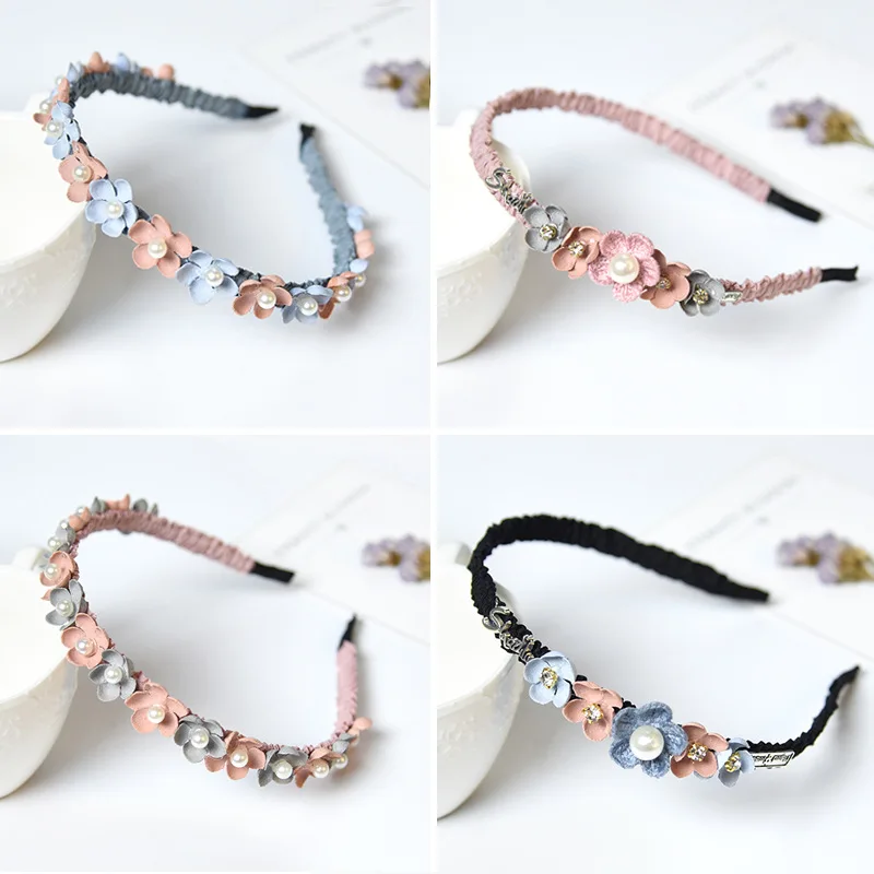 Top Trends: Korean Flower Headband For Girls Rhinestone Crown Hairbands High Quality Women & Girls Hair Accessories Party Handmade Jewelry Shoppable Styles