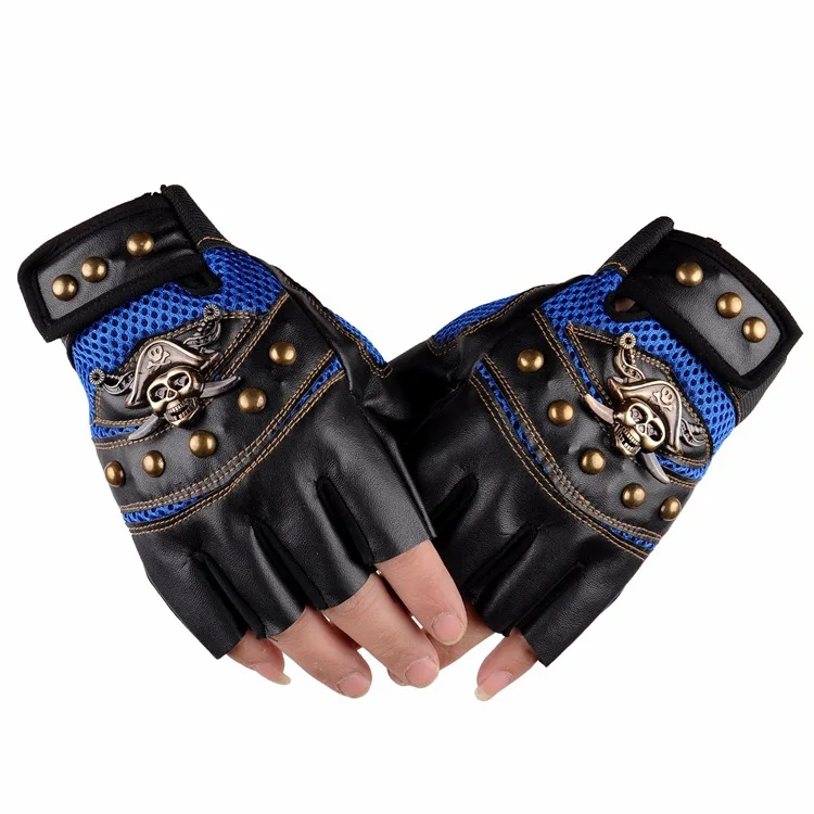 Top Trends: Skulls Rivet PU Leather Fingerless Gloves Fashion Hip Hop Men Women's Gym Gloves Tactical Mitts Female Moto Mittens Men's Gloves Shoppable Styles - Image 4