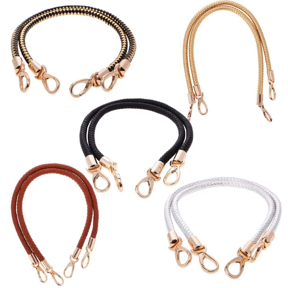 Top Trends: 2pcs High Quality PU Leather Handbag Handles Handmade Alloy Metal Bag DIY Accessories Braided Rope Bag Shoulder Bag Strap KZ0346 Shoppable Styles