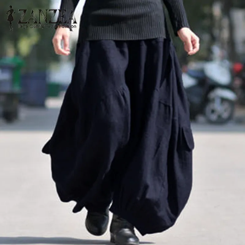 Top Trends: ZANZEA 2023 Fashion Women Autumn Harem Pants Cotton Linen Cross-pants High Elastic Waist Pantaloon Baggy Long Trousers Oversized Shoppable Styles