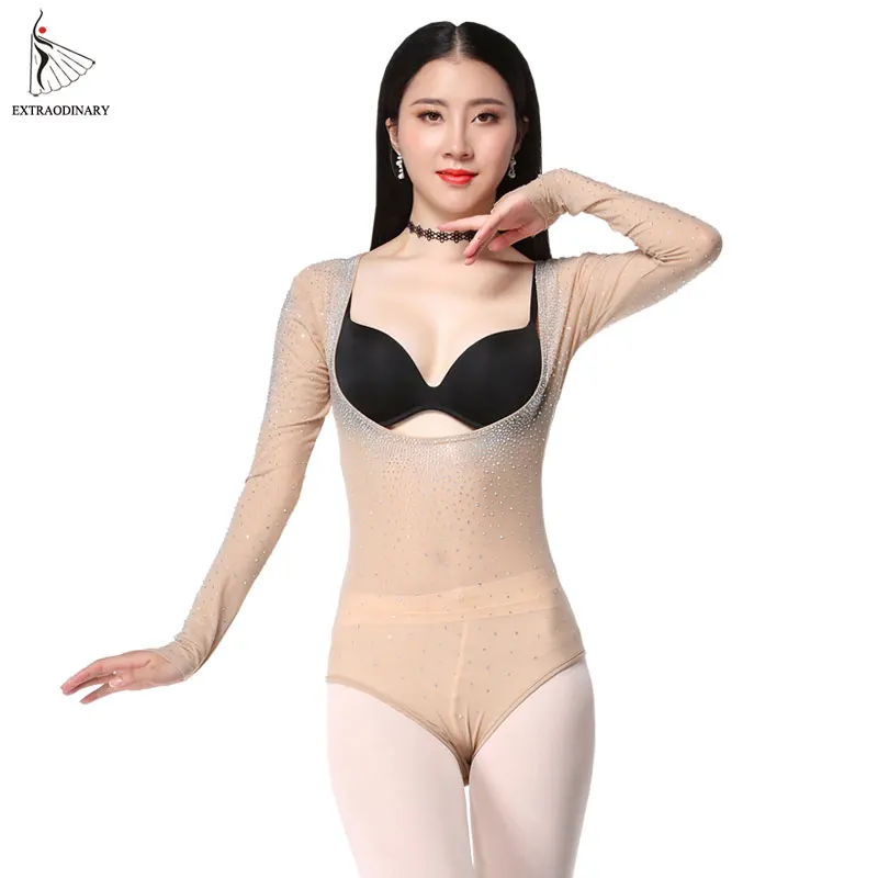 Top Trends: Women Long Sleeves Tops Bottoming Shirt Leotard Drilling Hot Accessories Belly Dancing Sexy Top Dancewear Practice Clothes Shoppable Styles