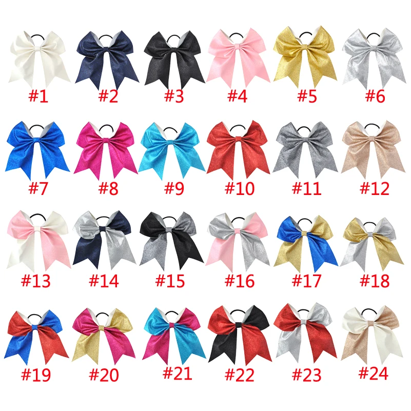 Top Trends: 24Color 7Inch Girls Large Bling Cheerleading Hair Bow Glitter Elastic Hair Bands Ponytail Women Hair Bows Kids Hair Accessories Shoppable Styles - Image 6