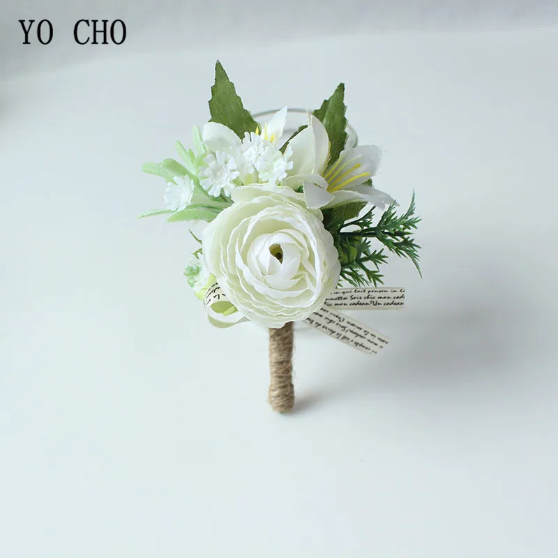 Top Trends: YO CHO Boutonnieres Buttonhole Rose Brooch Wedding Corsages Bracelet Bridesmaids White Groom Flower Boutonniere Ceremony Flowers Shoppable Styles