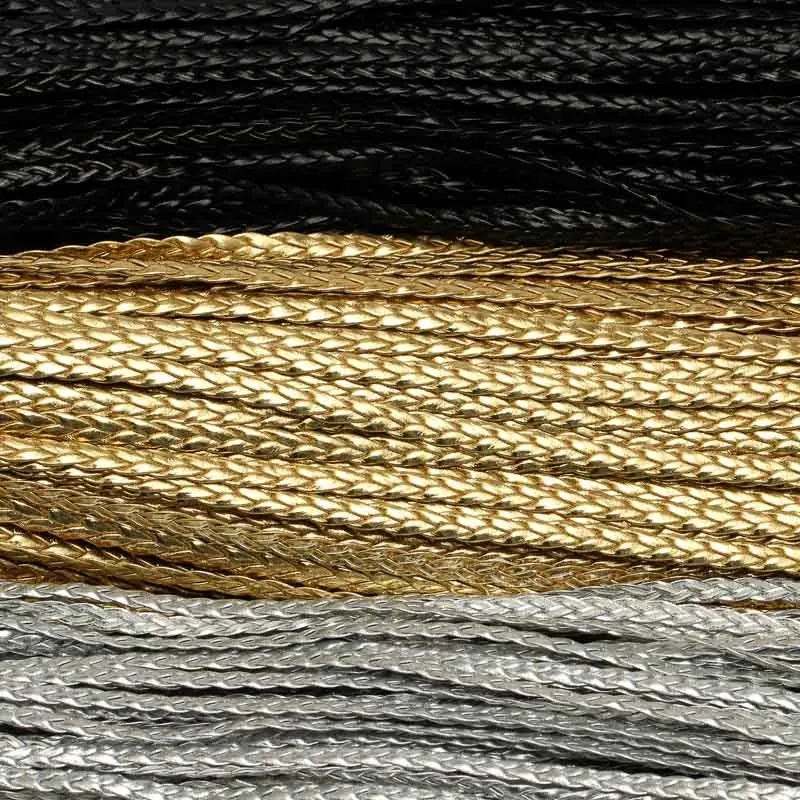 Top Trends: 5meter 4 / 6 / 7mm Black / gold / silver Flat Braided PU Leather Bracelet Findings Jewelry Cord String Rope DIY Necklace Bracelet Making Shoppable Styles