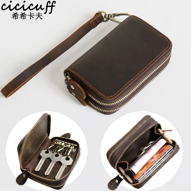 Top Trends: CICICUFF Genuine Leather Key Case Vintage Leather Car Key Wallets With 6 Key Holder Keys Organizer Housekeeper Pouch Men Large Shoppable Styles