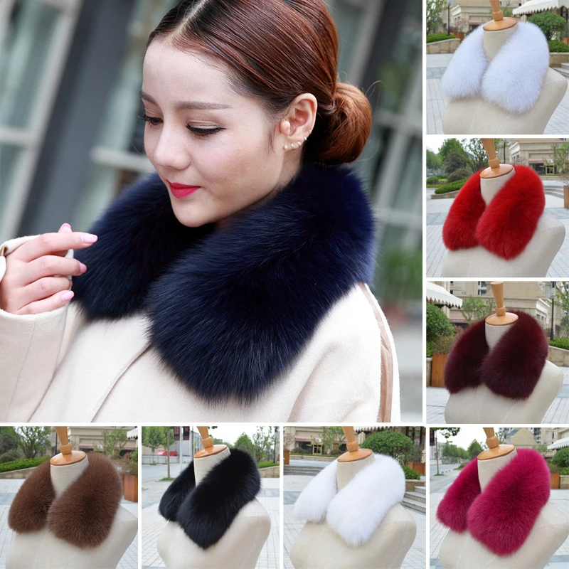 Top Trends: 100% Real Fur Genuine Whole Skin Blue Fox Fur Collars Natural Women Lady Real Fox Fur Collars Scarves Furry 48CM Length Fur Wrap Shoppable Styles