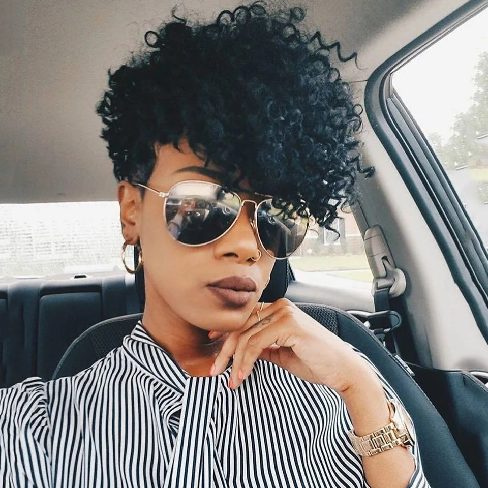 Top Trends: Sleek Curly Human Hair Wig For Women Short Pixie Cut Kinky Curly Human Hair Wig Remy Brazilian Hair Wigs Real Machine Made Wigs Shoppable Styles