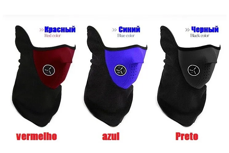 kolm erinevat värvi sall-maski, punane, sinine ja must, hingamisventiiliga
