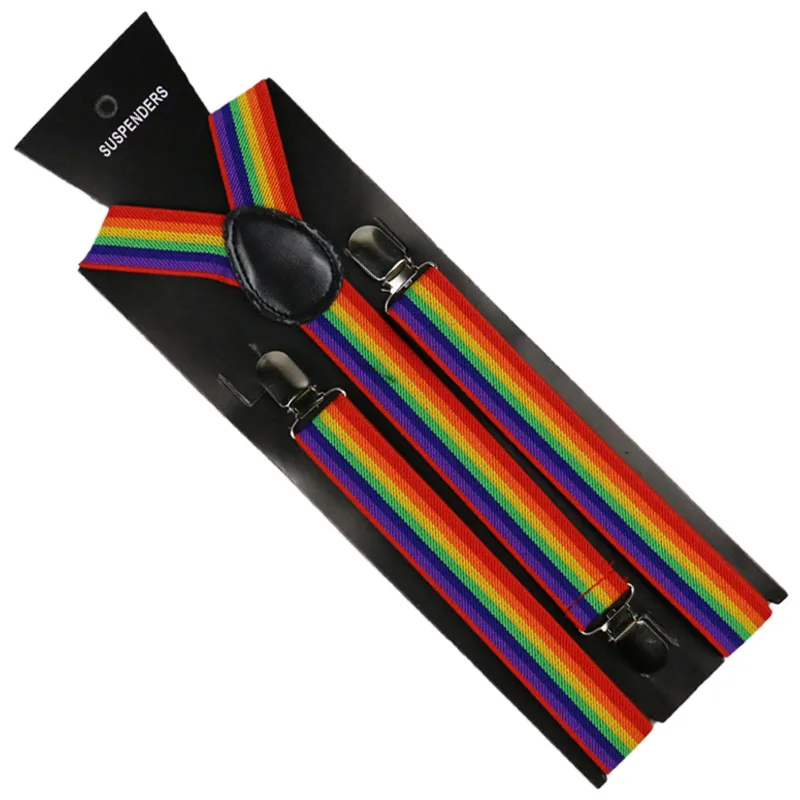 Top Trends: 2019 New 2.5cm Wide Men Womens Suspenders Red White Rainbow Colorful Striped Suspender Adult Y-Back Braces Shoppable Styles