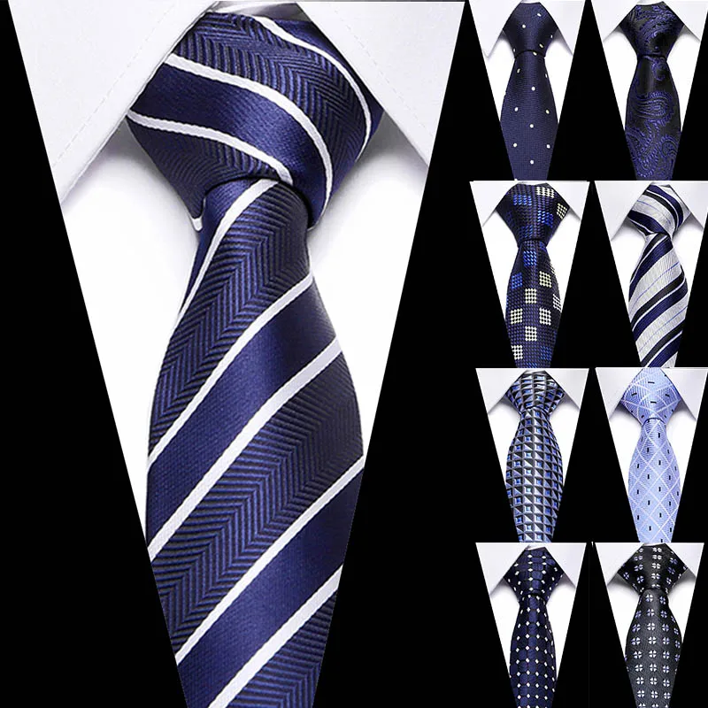 Top Trends: Male Dark Blue Striped Luxury Tie Silk Bussiness For Man Formal Wedding Party Shoppable Styles