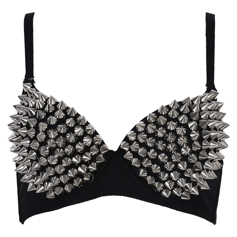 Top Trends: Women's Sexy All-over Spike Rivet Dance Bra Metallic Punk Style Nightclub Wear W715 Shoppable Styles