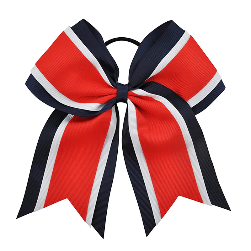 Top Trends: 8 Inch Grils Hair Bows With Elastic Bands Girls Kids Grosgrain Cheerleading Bows With Gold Silver Organza Hair Accessories Shoppable Styles