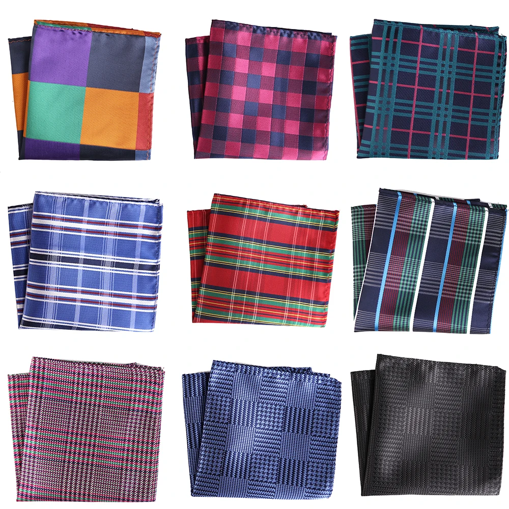 Top Trends: Luxury Men's Handkerchief Striped Checkered Plaid Woven Hankies Polyester Hanky Business Pocket Square Chest Towel 25*25CM Shoppable Styles - Image 2