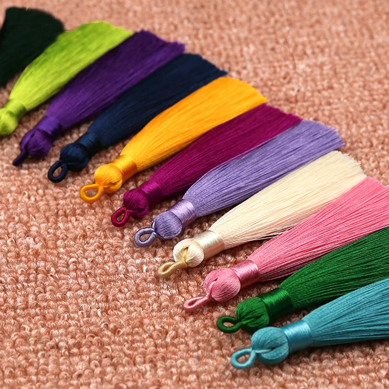 Top Trends: Mibrow 5pcs / Pack 8cm Multicolor Cotton Silk Tassel Cords Brush For Earrings Charm Pendant Tassel Fringe DIY Jewelry Making Shoppable Styles