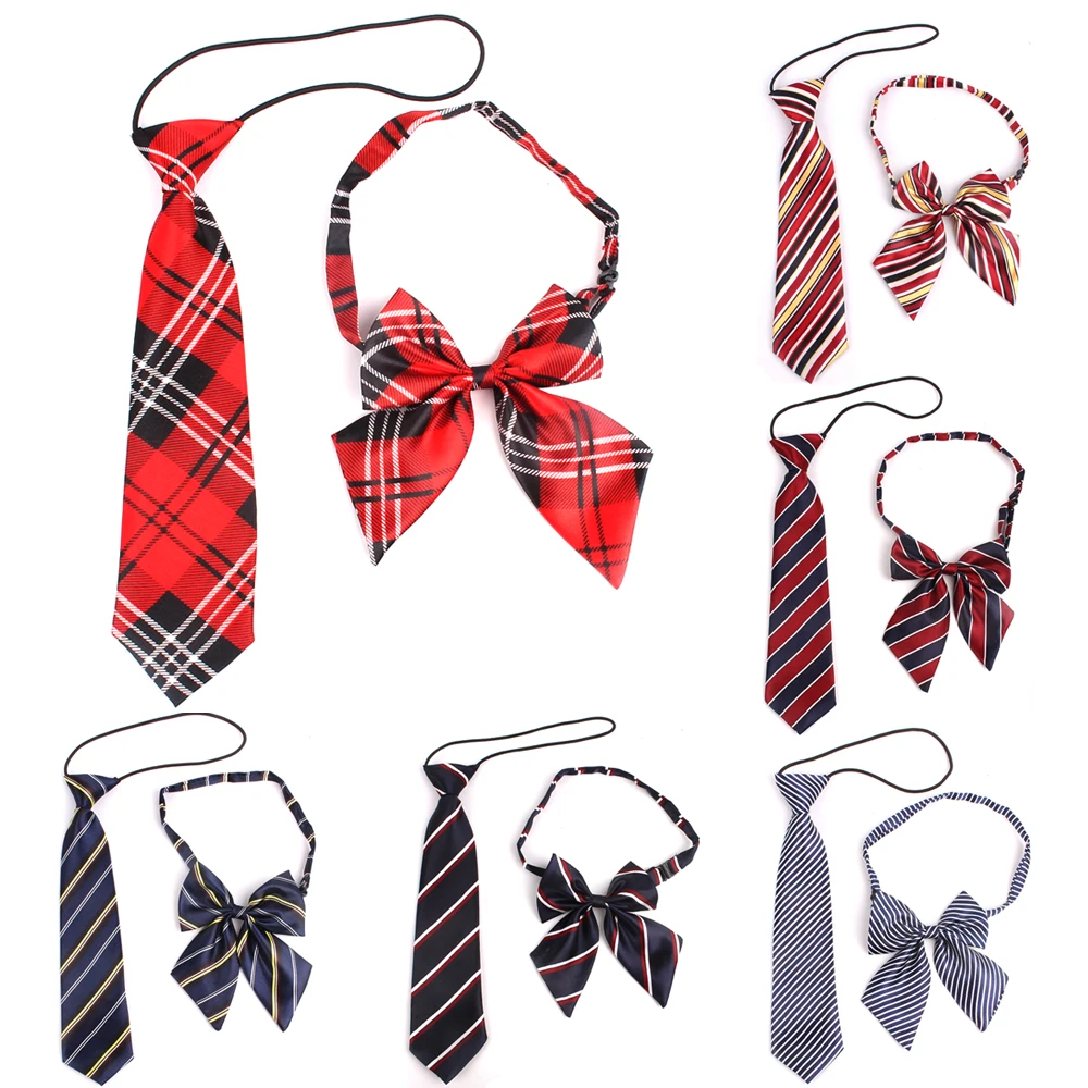 Top Trends: Rubber String Necktie For Girls And Boys Polyester Plaid Neck Tie For Children Suits Skinny Ties Slim Men Tie Gravatas Shoppable Styles