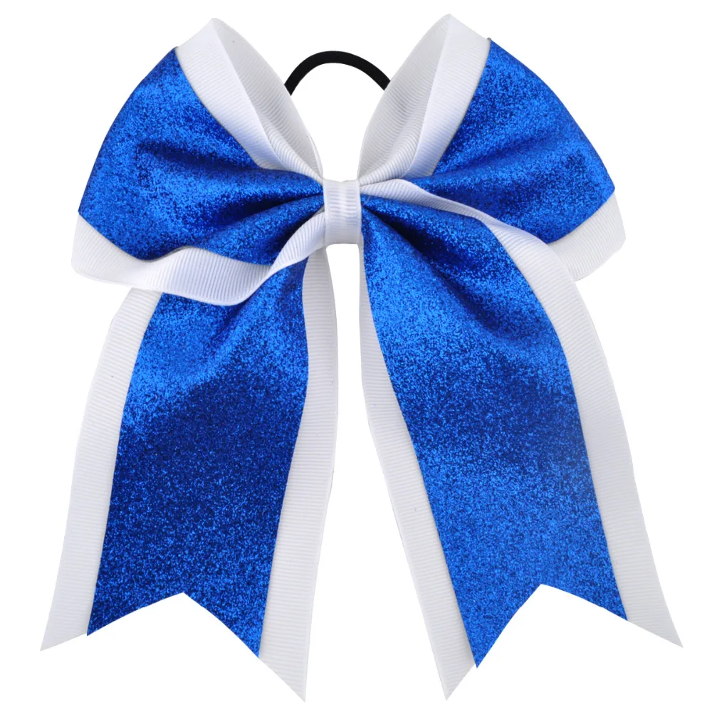 Top Trends: 7 Inch Fashion Sequin Cheerleading Hair Bow Glitter Grosgrain Ribbon Bows Elastic Band Ponytail Hair Holder For Girls And Wome Shoppable Styles