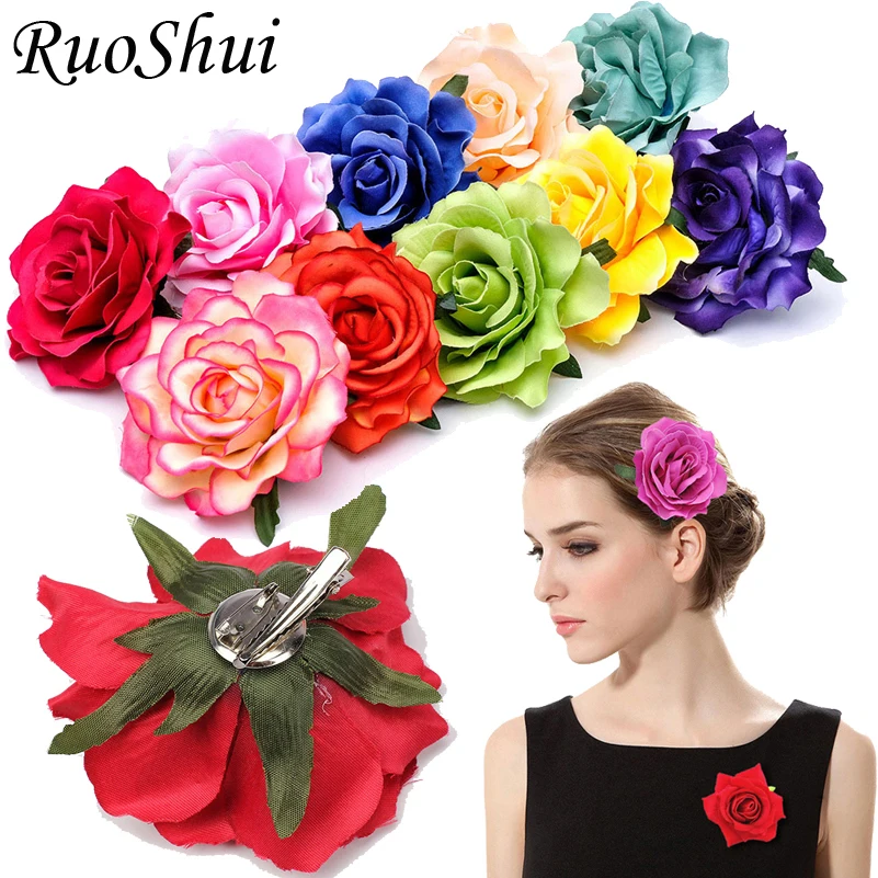 Top Trends: 1PC Bohemian Rose Artificial Flower Hairpin Bridal Wedding Party Brooch Women Hair Clips Headwear Girls Festival Hair Accessorie Shoppable Styles