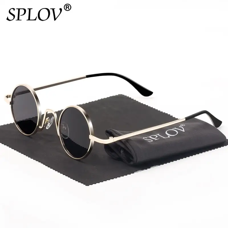 Top Trends: SPLOV Vintage Rap Sunglasses Men Women Steam Punk Style Hip-Hop Small Round Metal Frame Eyewear Retro Gafas De Sol No Case Shoppable Styles