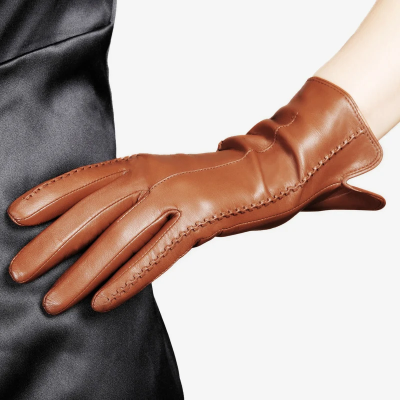 Top Trends: Real Leather Gloves Female High Quality Ladies Elegant Lambskin Autumn Winter Thermal Plushed Lined Women Driving Gloves L085 Shoppable Styles - Image 3