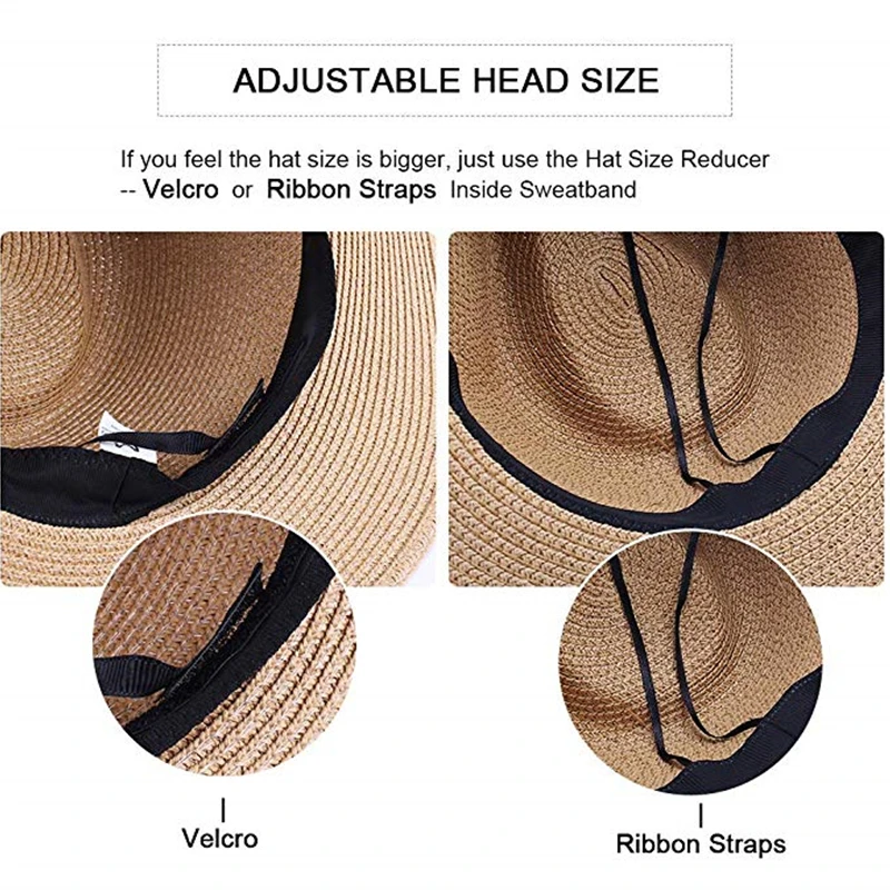 Top Trends: FURTALK Summer Hat For Women Men Panama Straw Hats Travel Beach Sun Hat Wide Brim Fedora Jazz Hat Shoppable Styles - Image 4