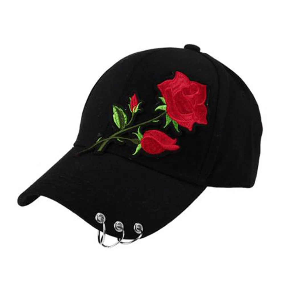 Top Trends: Women Men Hip Hop Kpop Snapback Baseball Cap Big Rose Flower With Rings Sport Dancing Travel Dad Hat Caps Streetwear Adjustable Shoppable Styles - Image 5