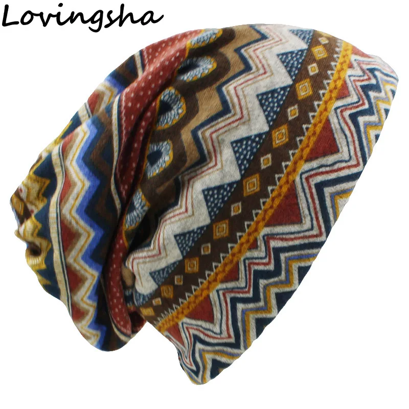 Top Trends: LOVINGSHA Autumn Winter Skullies Beanies Vintage Design Dual-use Women Hats For Ladies Thin Girl Fashion Feminino Scarf HT069 Shoppable Styles